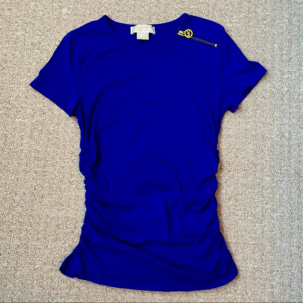 Michael Kors Ruched Waist Cobalt Shirt